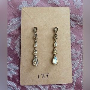 Givenchy Champagne Crystal Gold-Tone Linear Drop Earrings